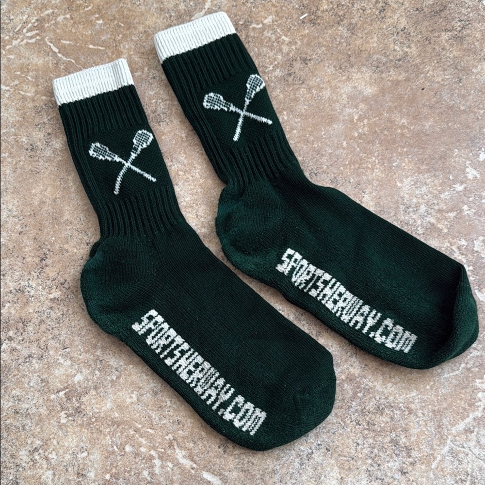 Sporty Green and White Lacrosse Socks